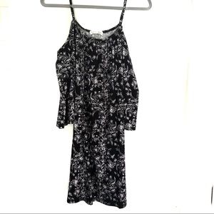 COLD SHOULDER BLACK AND WHITE DRESS